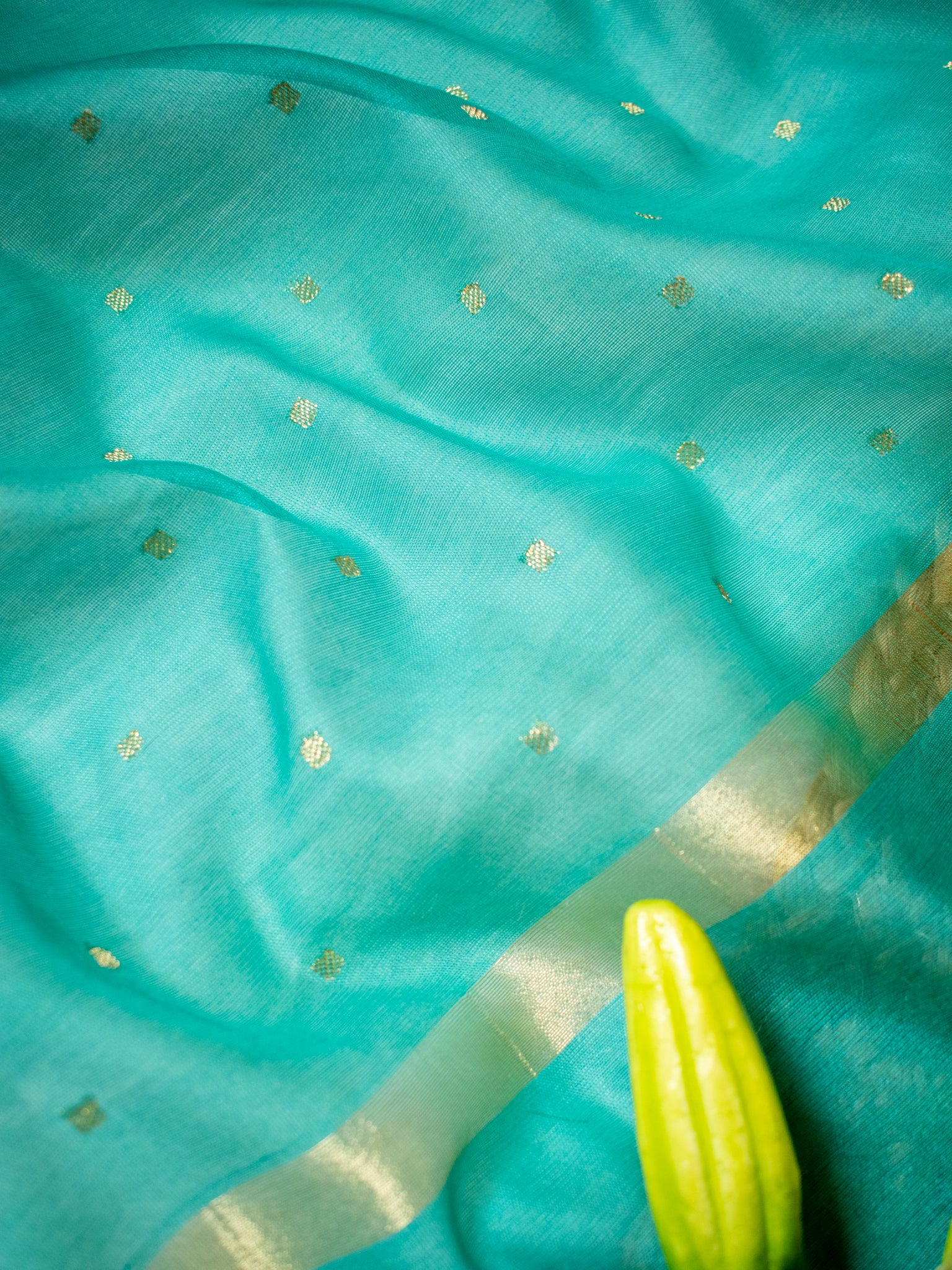 Banarasi Cotton Silk Dupatta With Buti Weaving- Sky blue