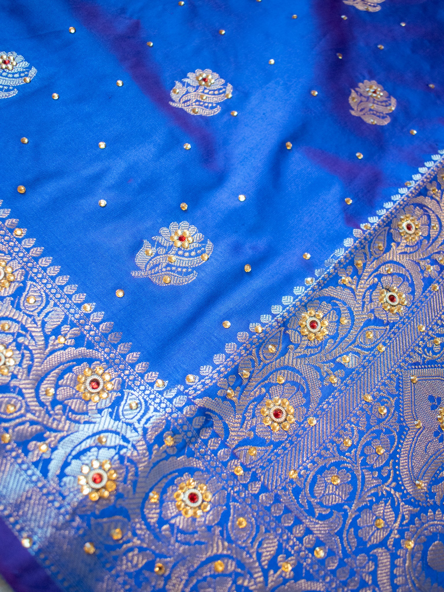 Banarasi Semi Silk Saree With Zari Border - Blue