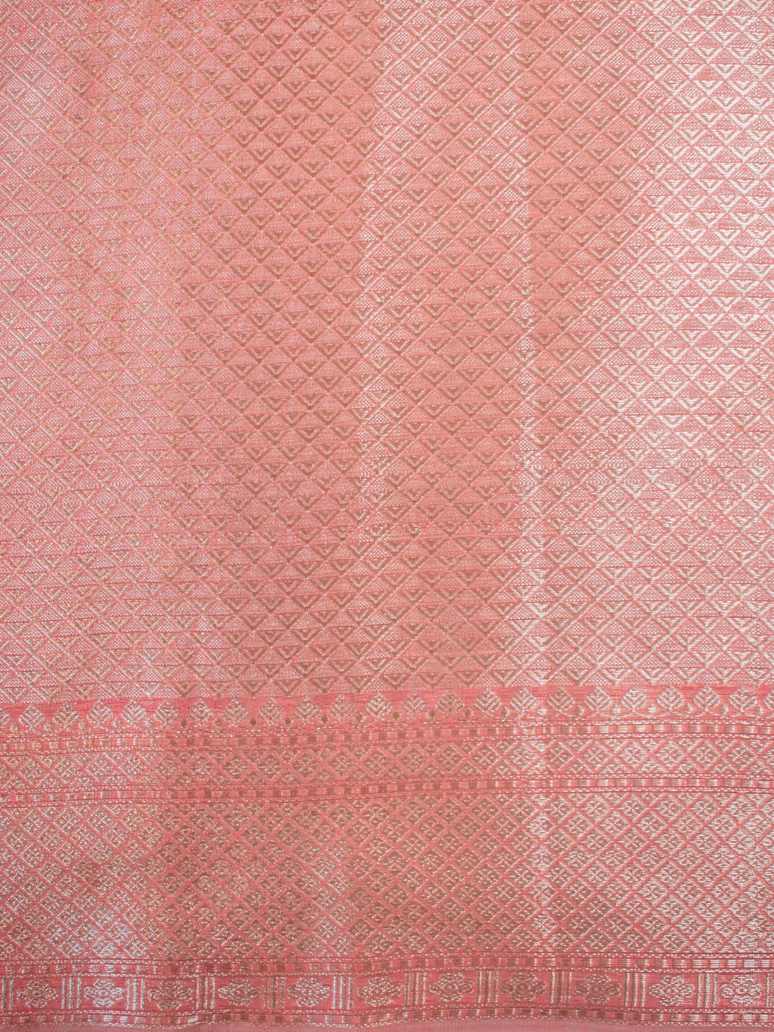 Banarasi Cotton Silk Saree With Zari Weaving & Border- Peach