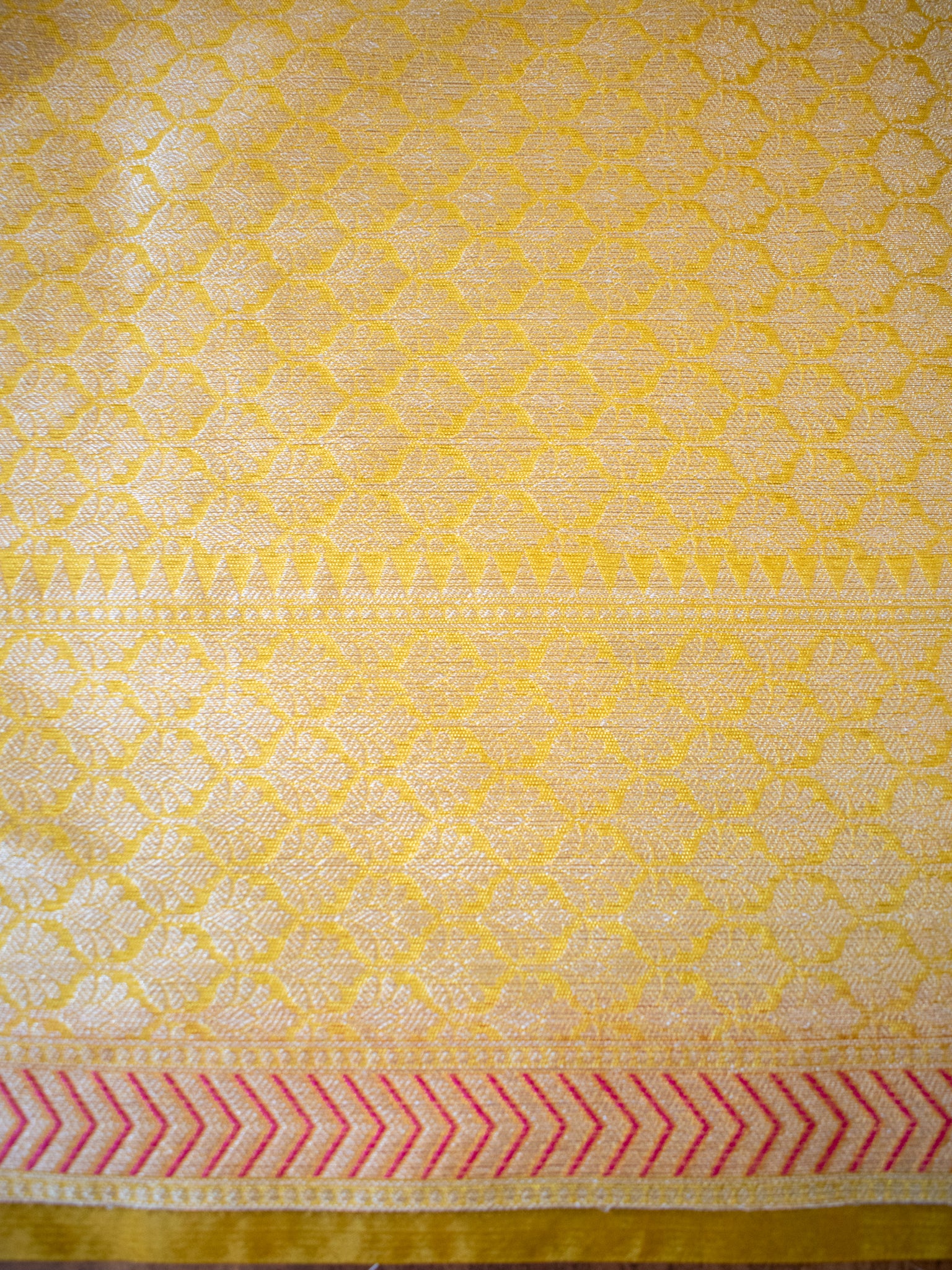 Banarasi Cotton Silk Saree With Meena Border - Yellow