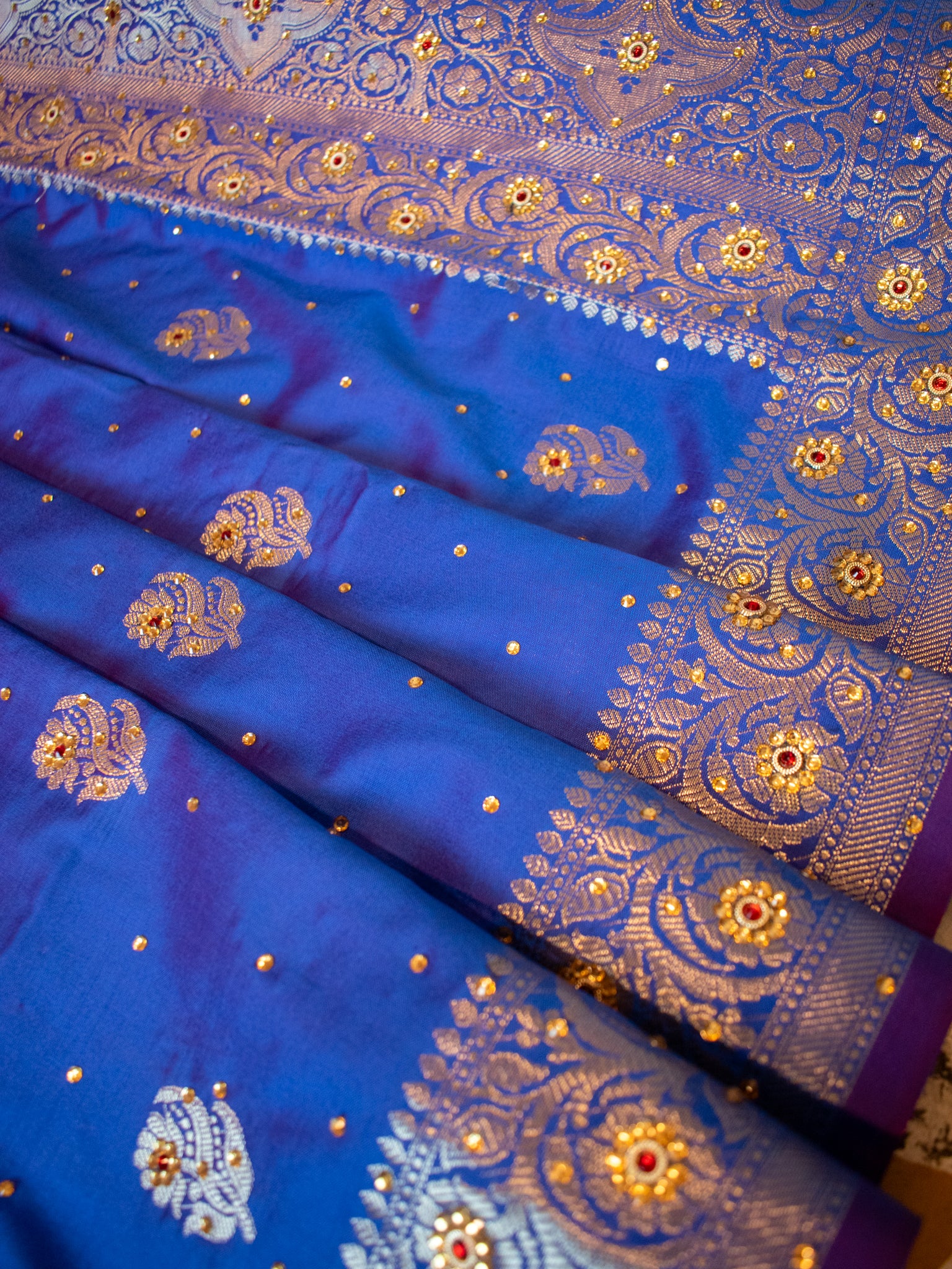 Banarasi Semi Silk Saree With Zari Border - Blue