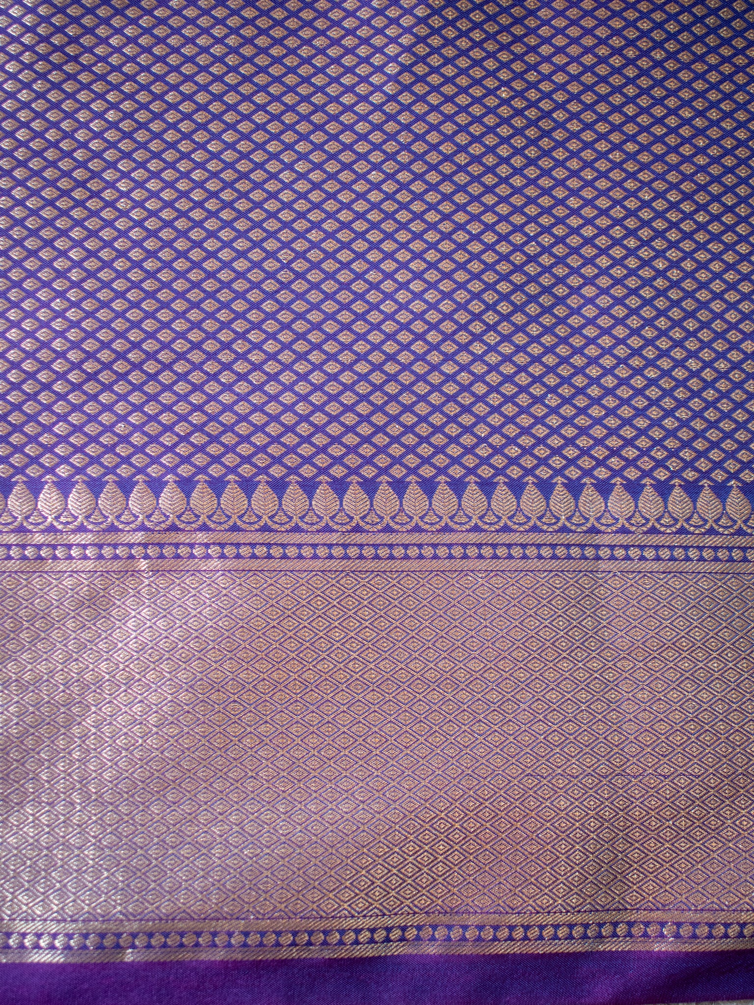 Banarasi Silk Saree With Zari Buti Weaving & Border - Purple