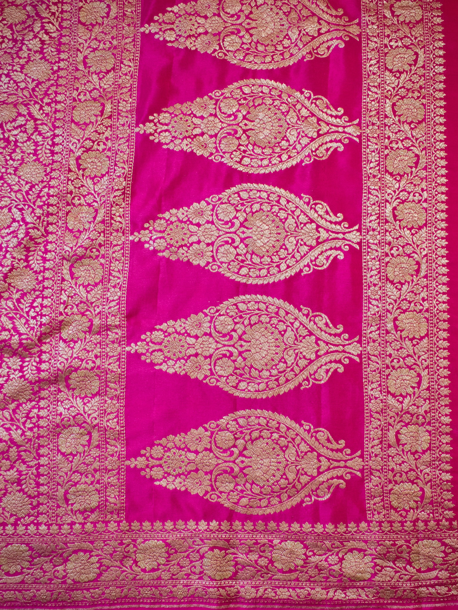 Banarasi Pure Khaddi Georgette Saree With Antique Zari Weaving- Pink