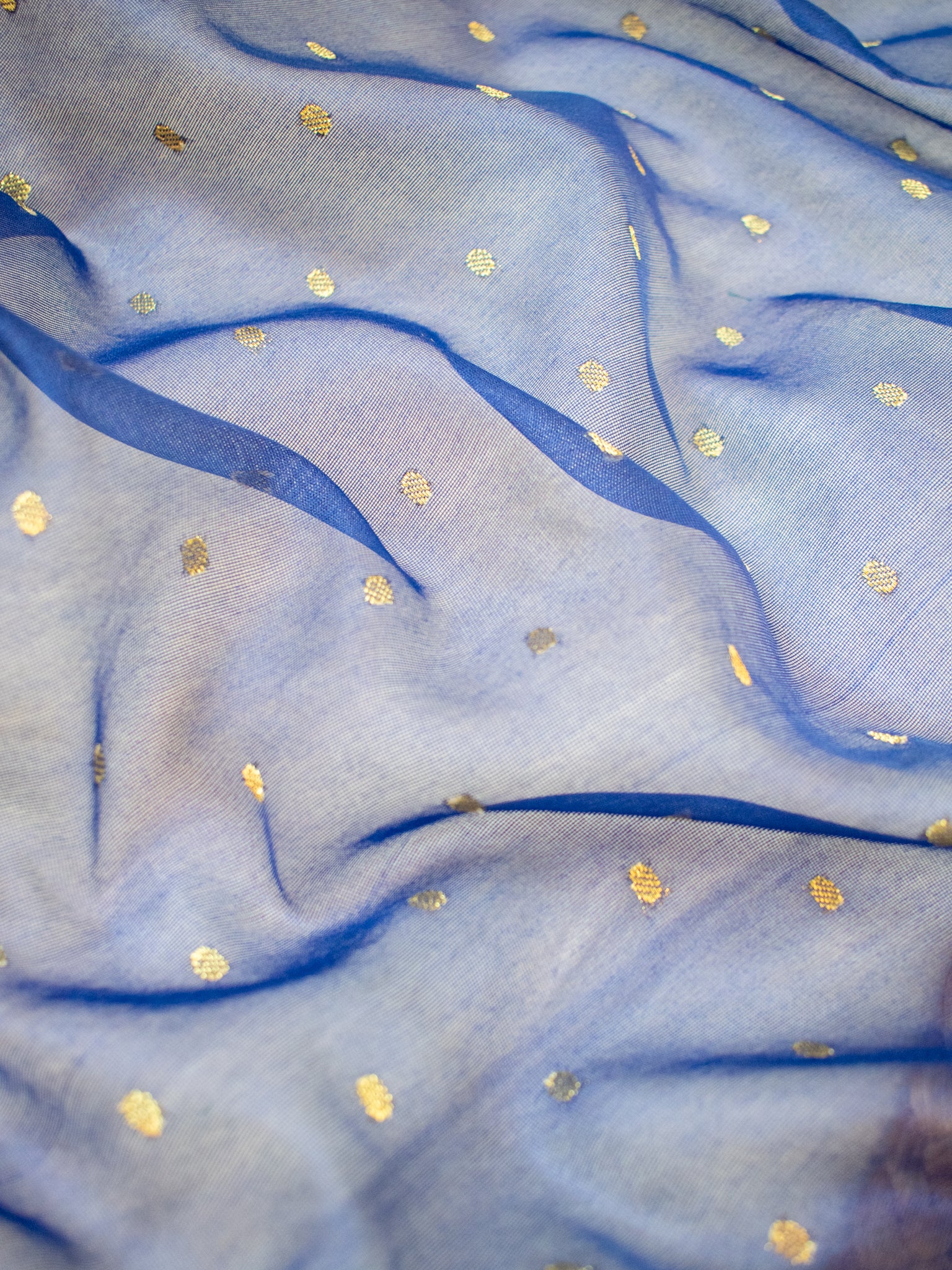 Banarasi Cotton Silk Dupatta With Buti Weaving- Blue