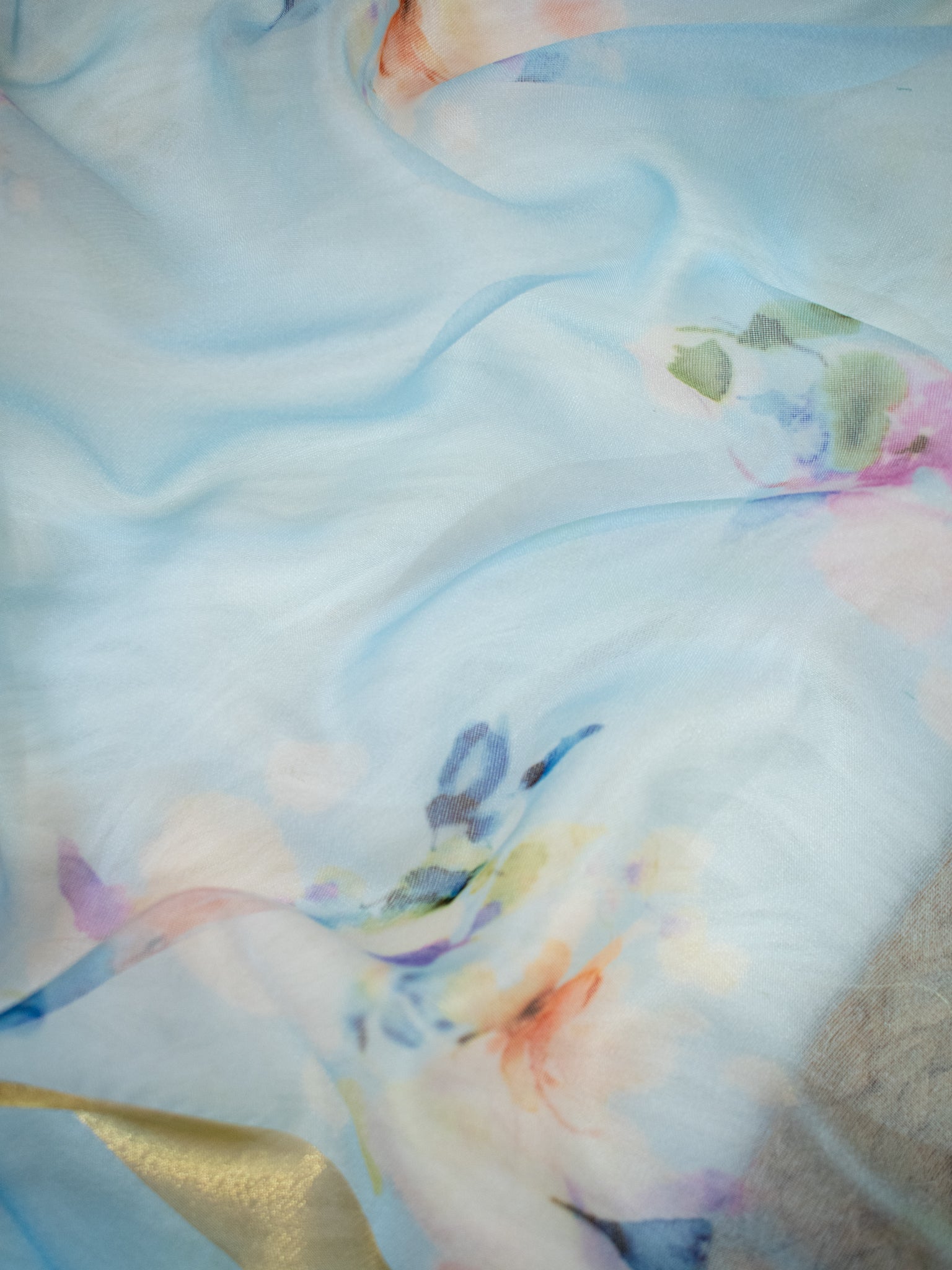 Banarasi Printed Organza Dupatta- Blue