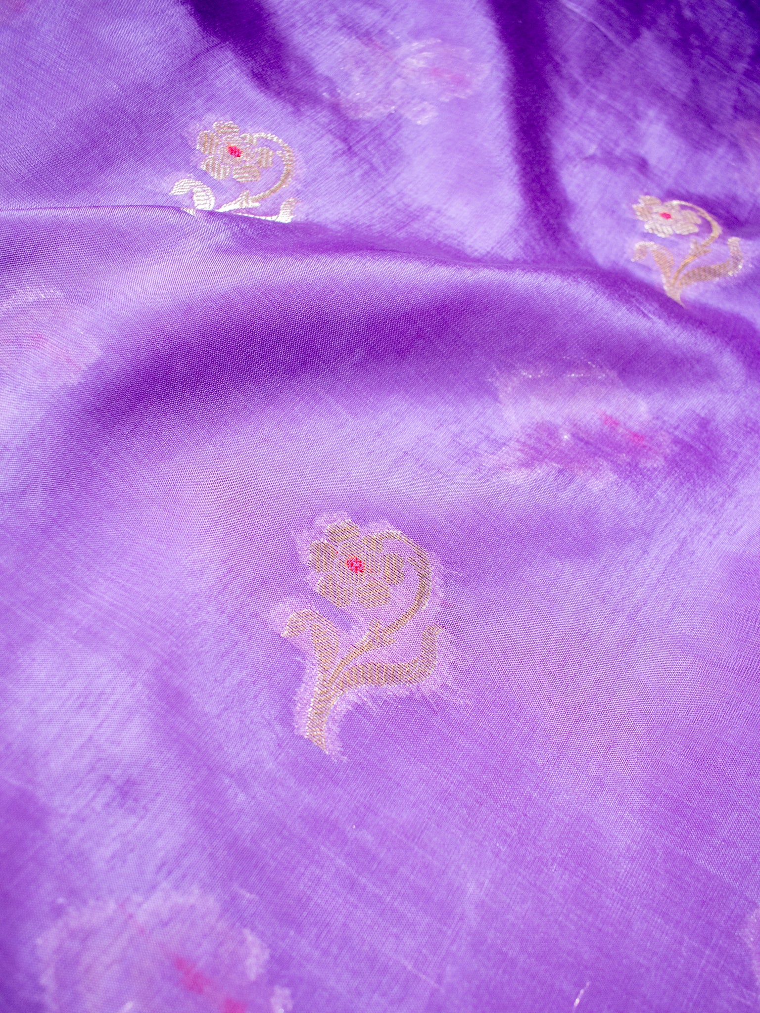 Banarasi Soft Cotton Saree with Floral Weaving & Border- Lavender