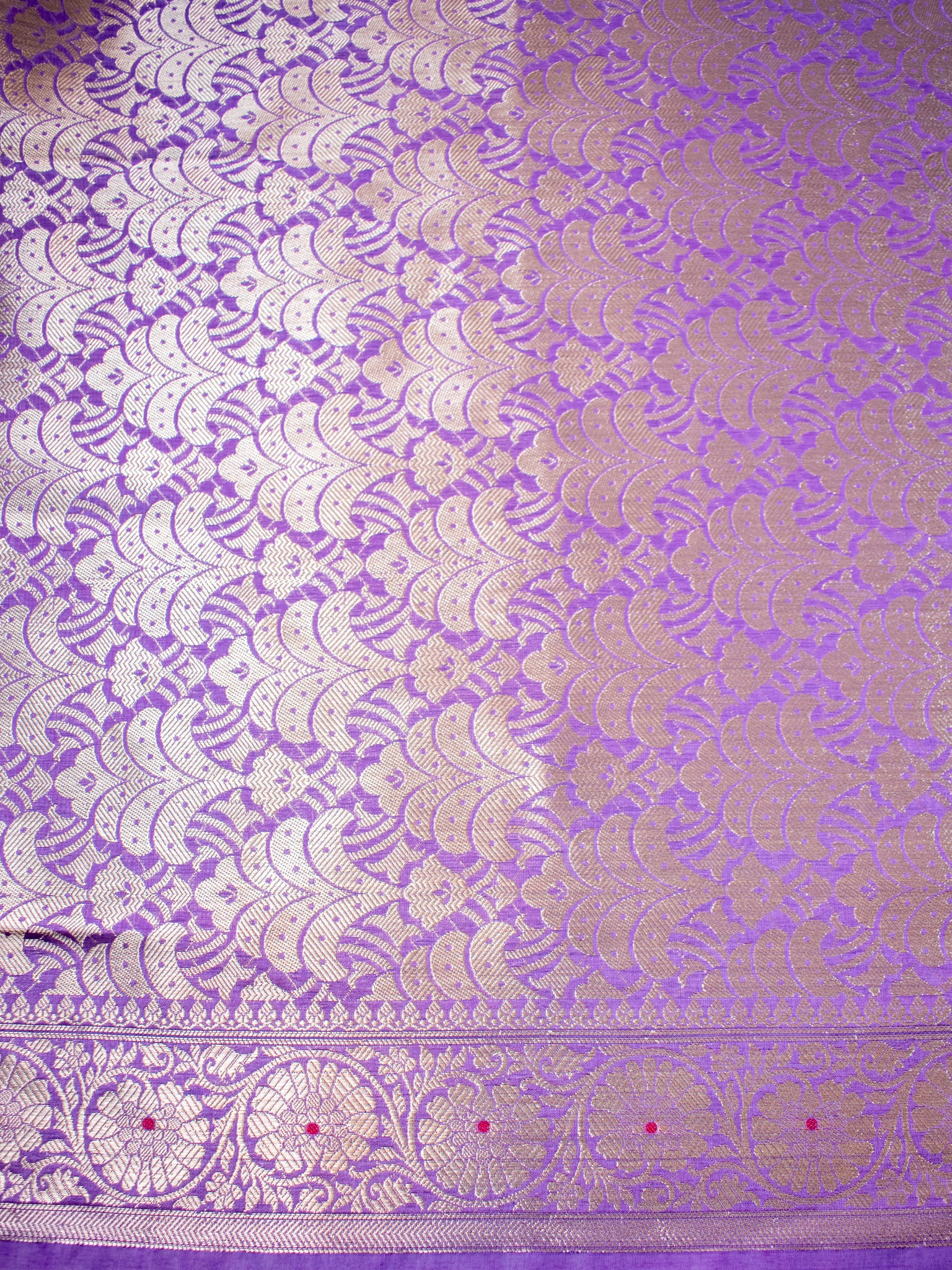 Banarasi Soft Cotton Saree with Floral Weaving & Border- Lavender
