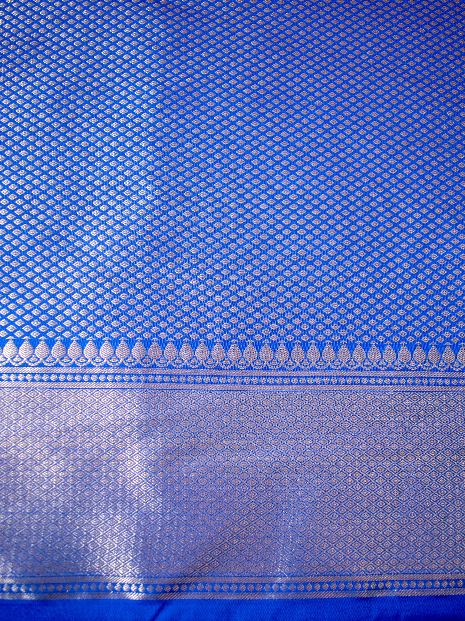 Banarasi Silk Saree With Zari Buti Weaving & Border - Blue