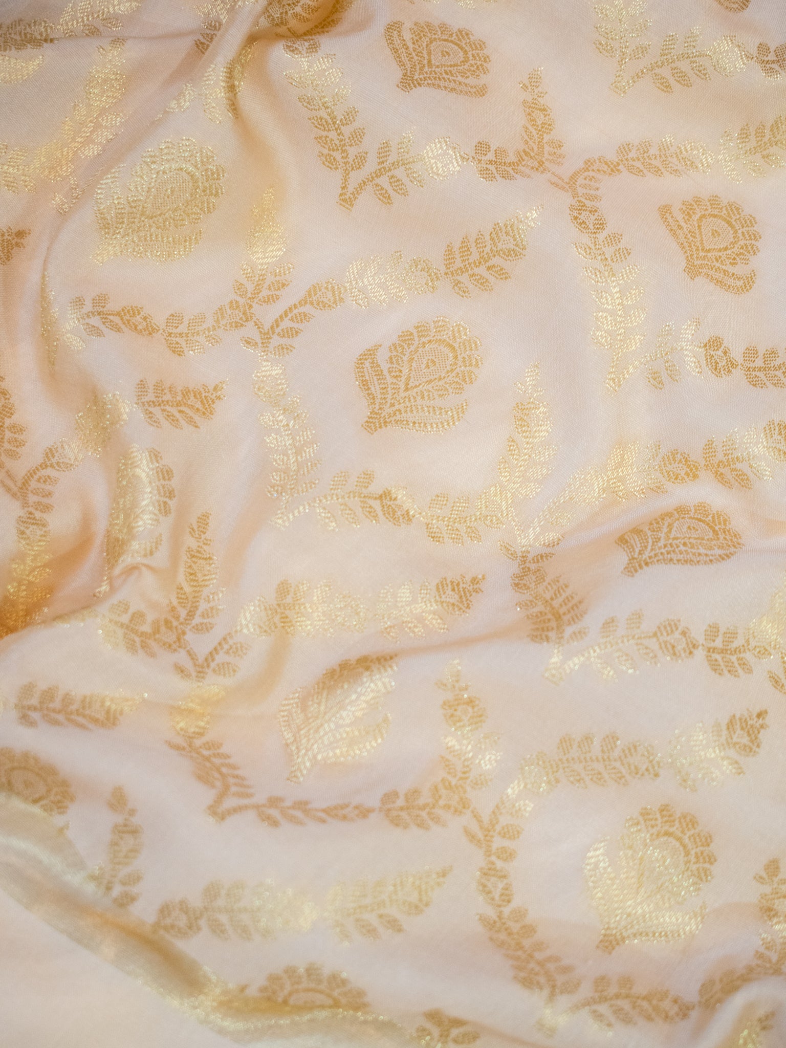 Banarasi Cotton Silk Dupatta With Zari Weaving- Beige