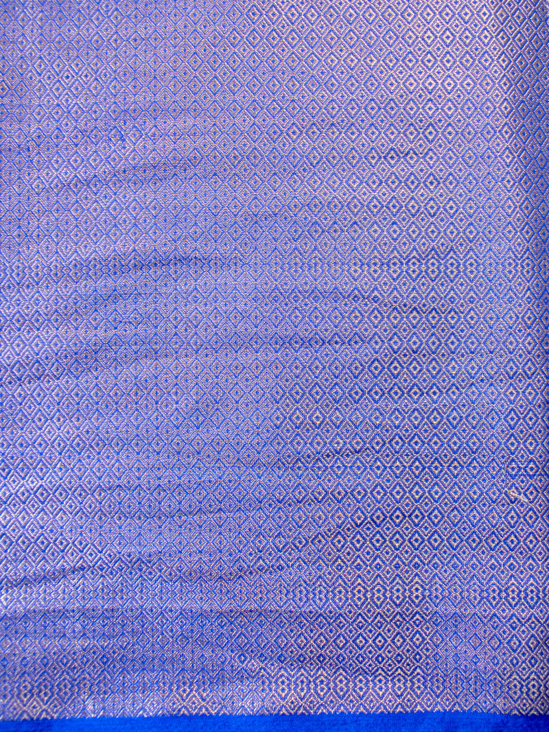 Banarasi Semi Silk Saree With Buti Weaving-Blue