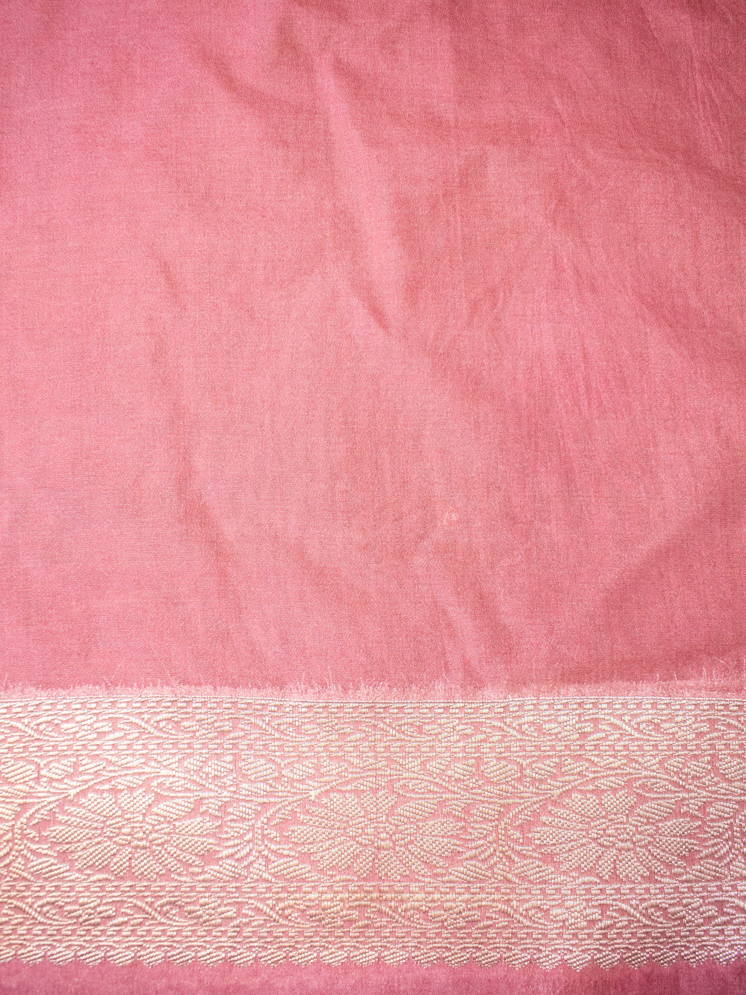 Banarasi Cotton Silk Saree with Floral Weaving & Border- Pink