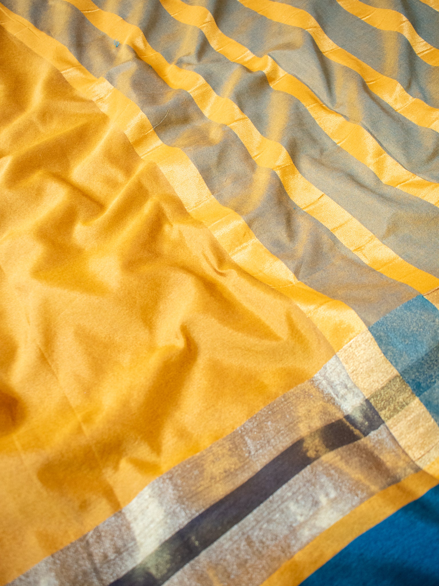 Banarasi Plain Silk Saree With Contrast Border - Yellow