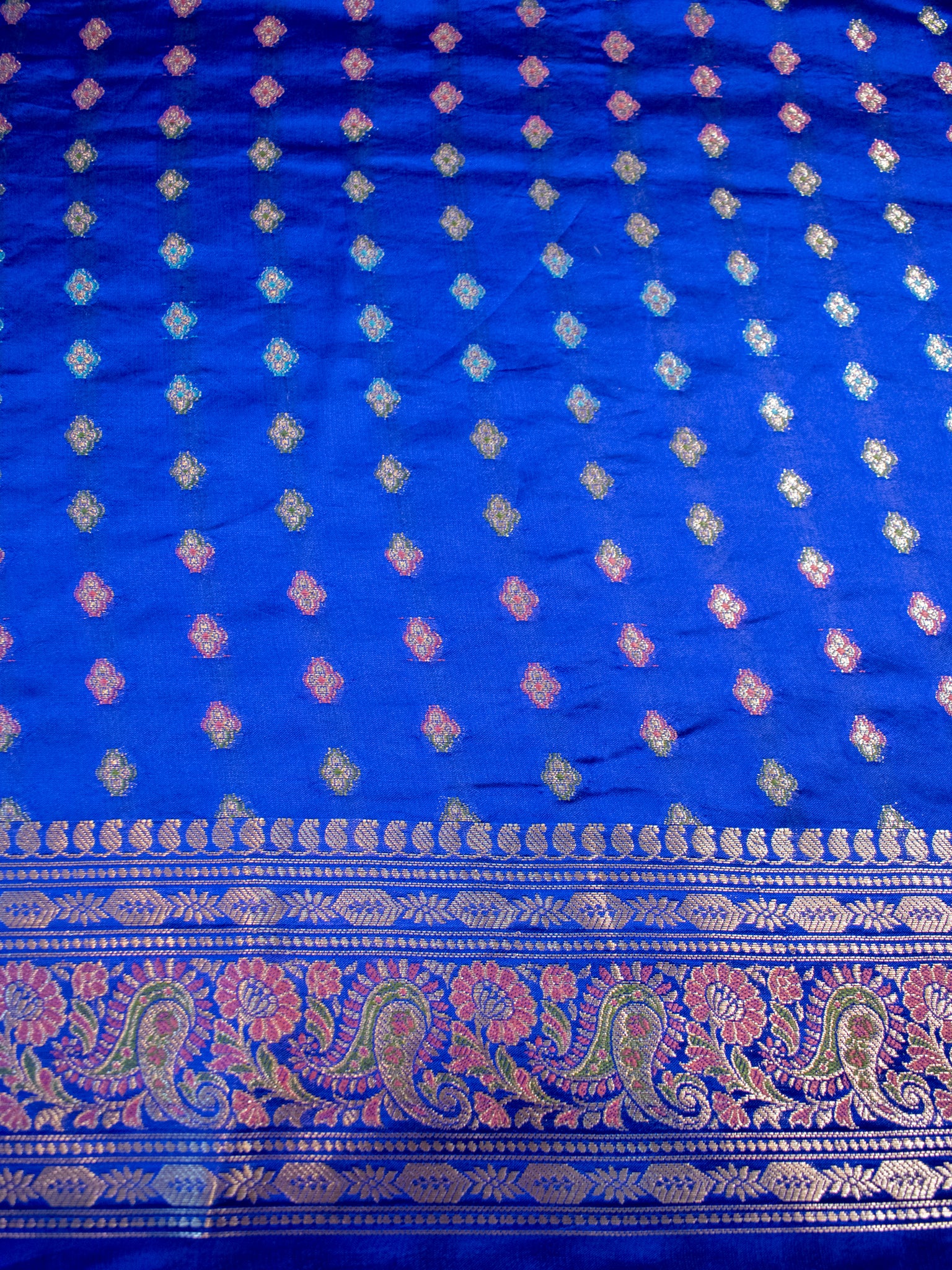 Banarasi Plain Silk Saree With Weaving- Blue