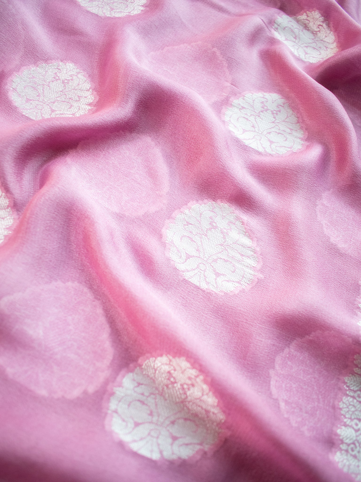 Banarasi Chiffon Saree Silver Zari Weaving-Lilac