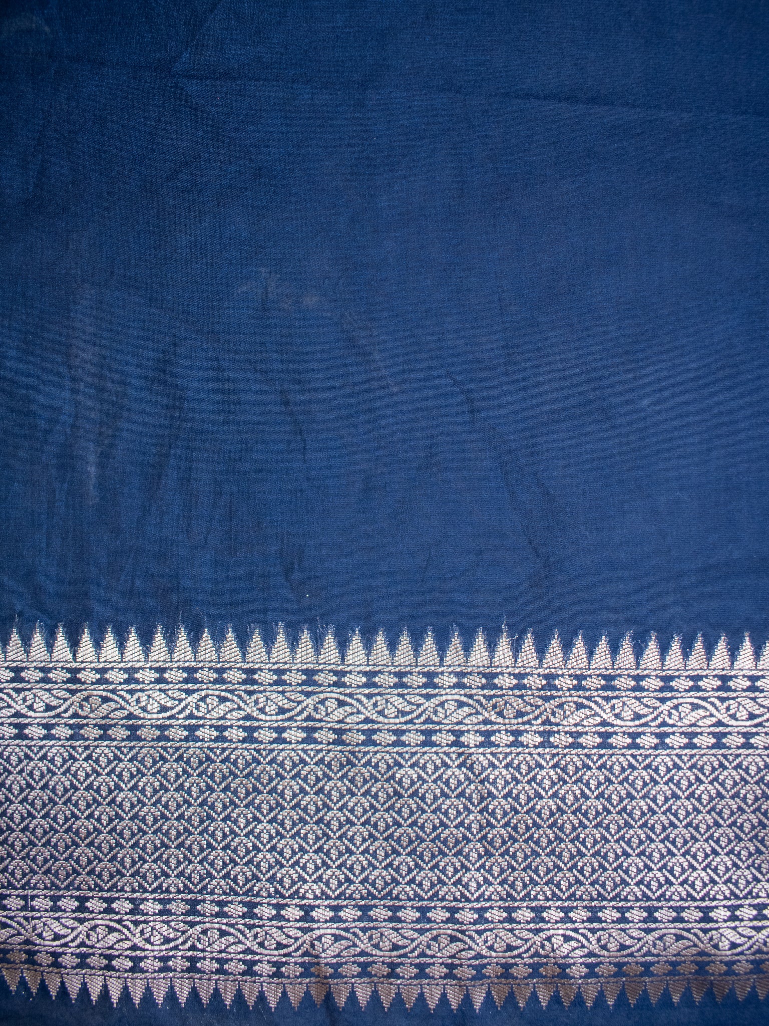 Banarasi Cotton Silk Saree with Floral Weaving & Border- Blue