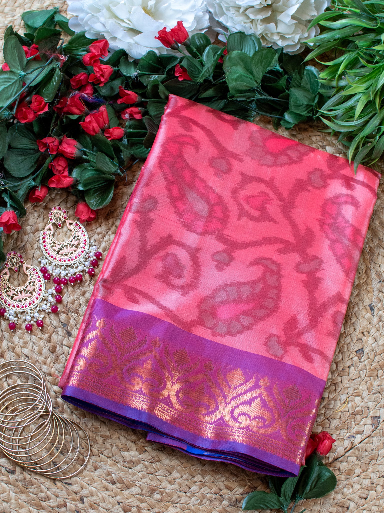 Banarasi Soft Cotton Saree With Contrast Border - Pink