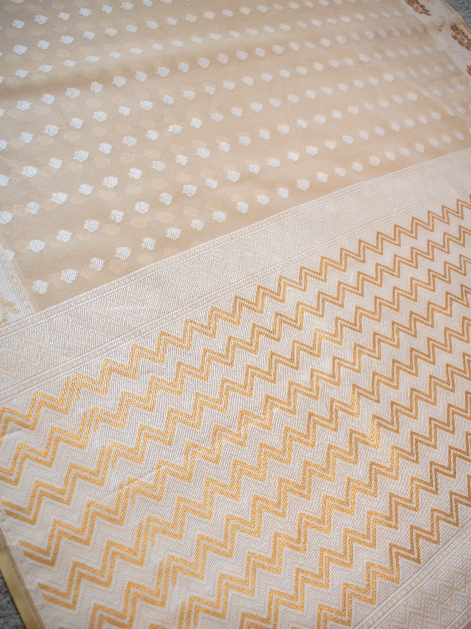 Banarasi Soft Cotton Saree With Resham Work and Border - Beige