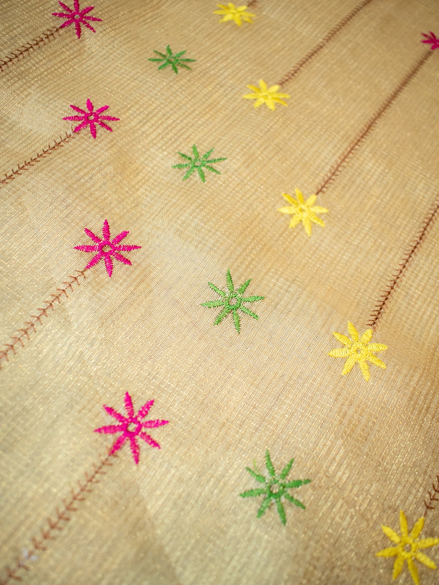 Banarasi Kota Check Saree With Embroidery & Border - Gold