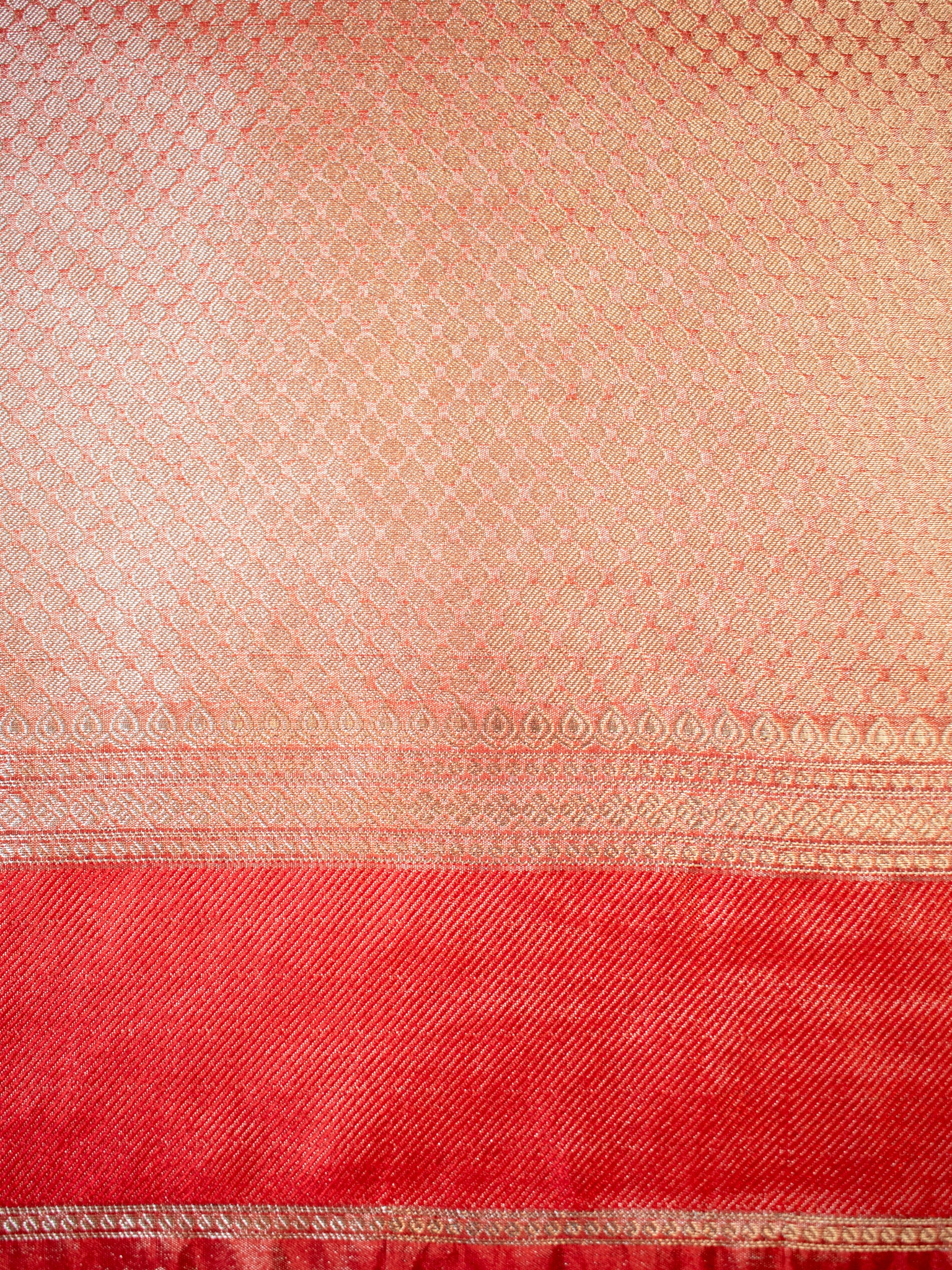 Banarasi Katan Crushed Tissue Saree With Border - Orange