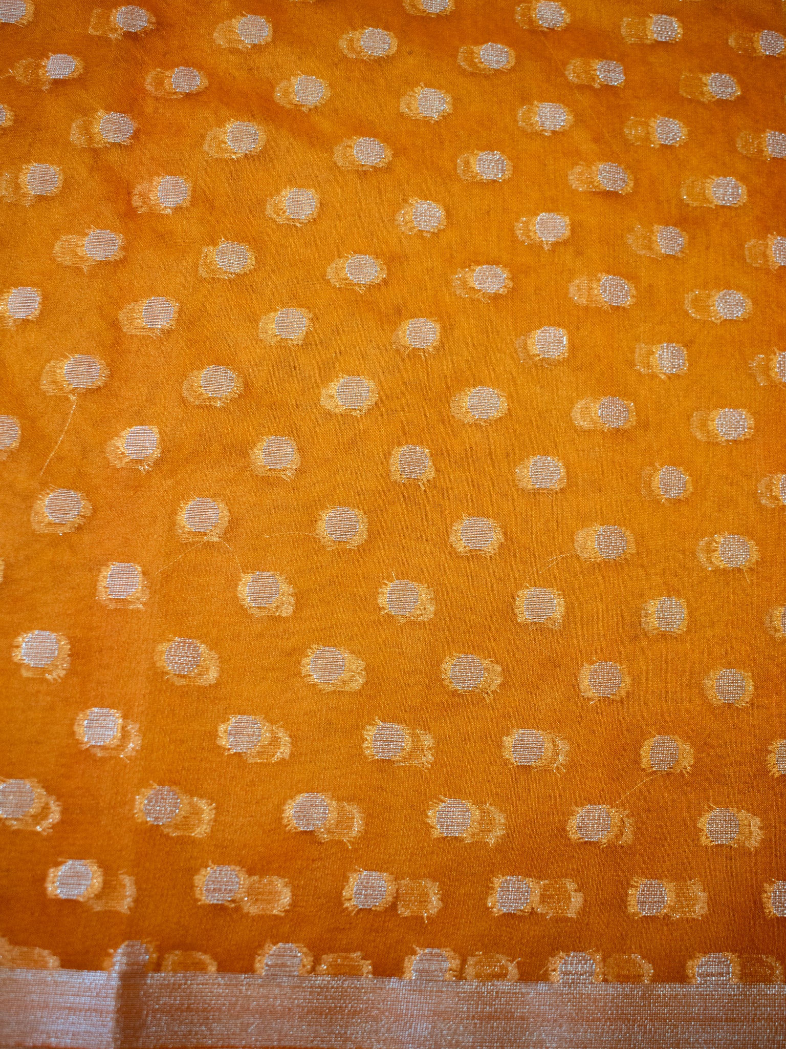 Banarasi Organza Dual Shade Saree With Zari Border- Yellow & Orange