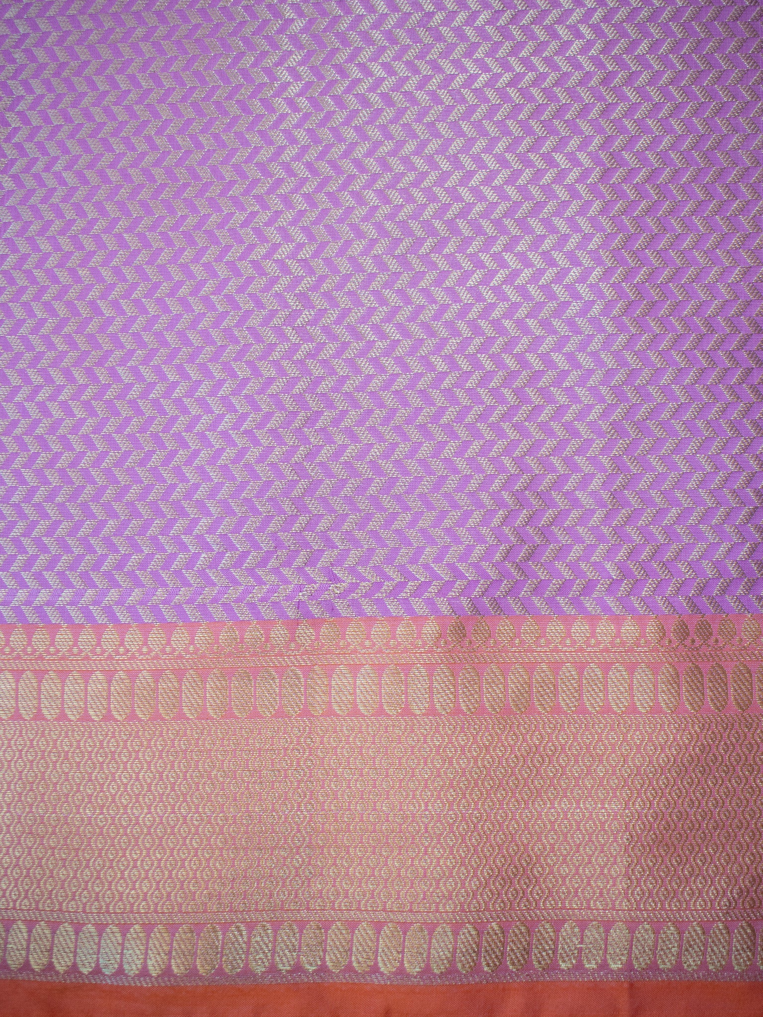 Banarasi  Cotton Silk Saree Silver Zari Weaving With Contrast Border-Lavender