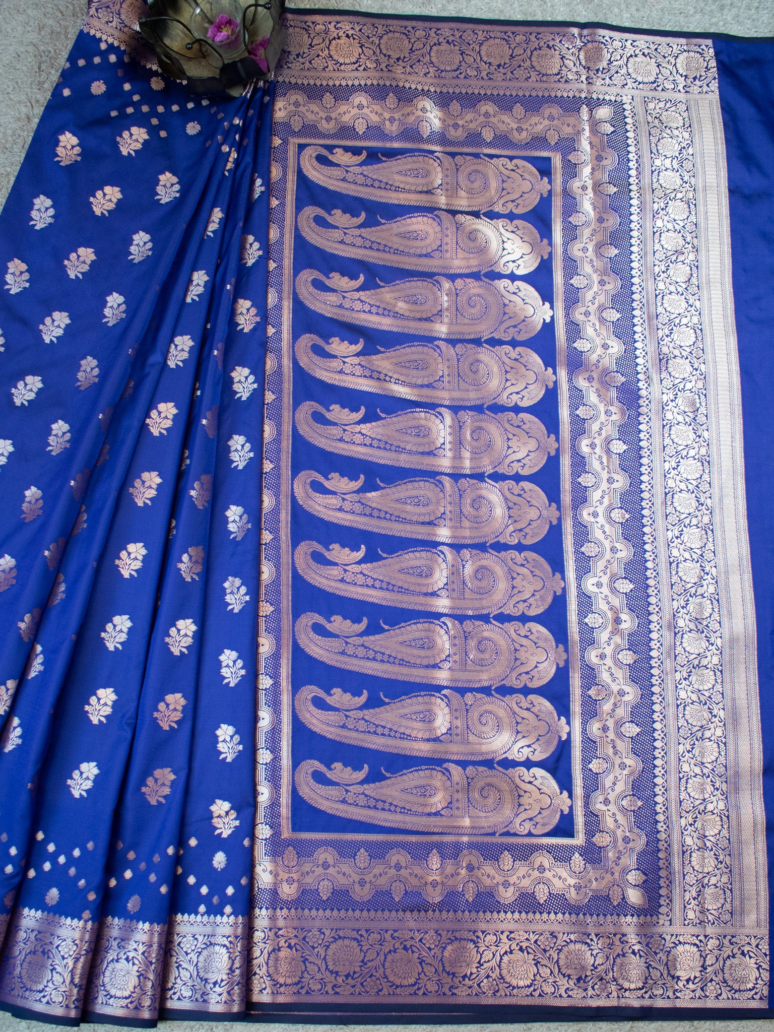 Banarasi Semi Silk Saree With Zari Weaving & Border - Voilet