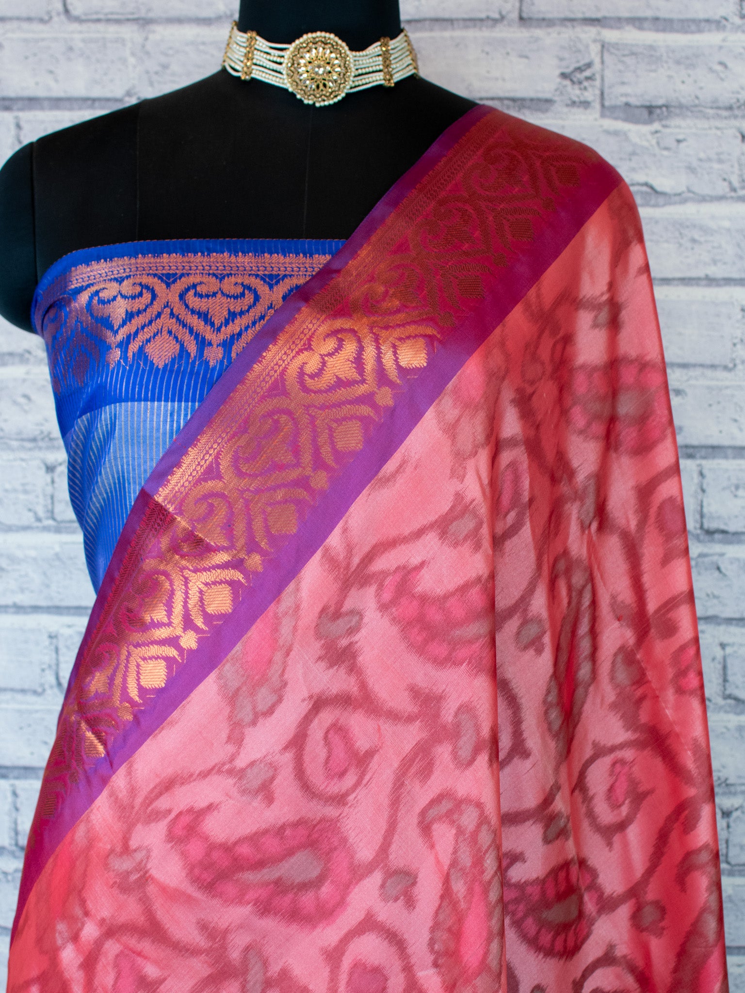 Banarasi Soft Cotton Saree With Contrast Border - Pink