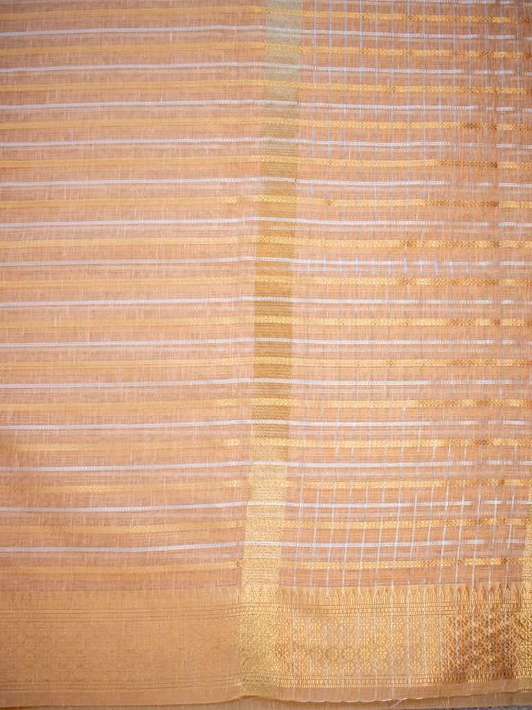 Banarasi  Soft Cotton Saree With Zari Weaving-Peach