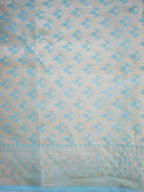 Banarasi Cotton Silk Jaal Resham & Zari Multi Coloured Weaving Saree-Blue