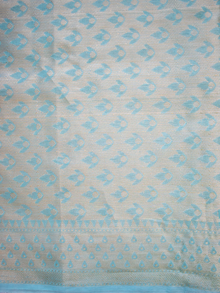 Banarasi Cotton Silk Jaal Resham & Zari Multi Coloured Weaving Saree-Blue