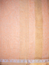 Banarasi Cotton Linen Saree With Zari Border-Peach
