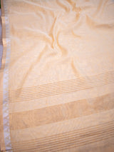Banarasi Cotton Linen Saree With Zari Border-Yellow