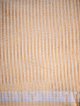 Banarasi Cotton Linen Saree With Zari Border-Yellow