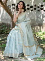 Banarasi  Soft Cotton Saree With Zari Weaving-Blue