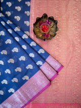 Banarasi Soft Cotton Silk Saree With Zari Weaving & Border- Blue