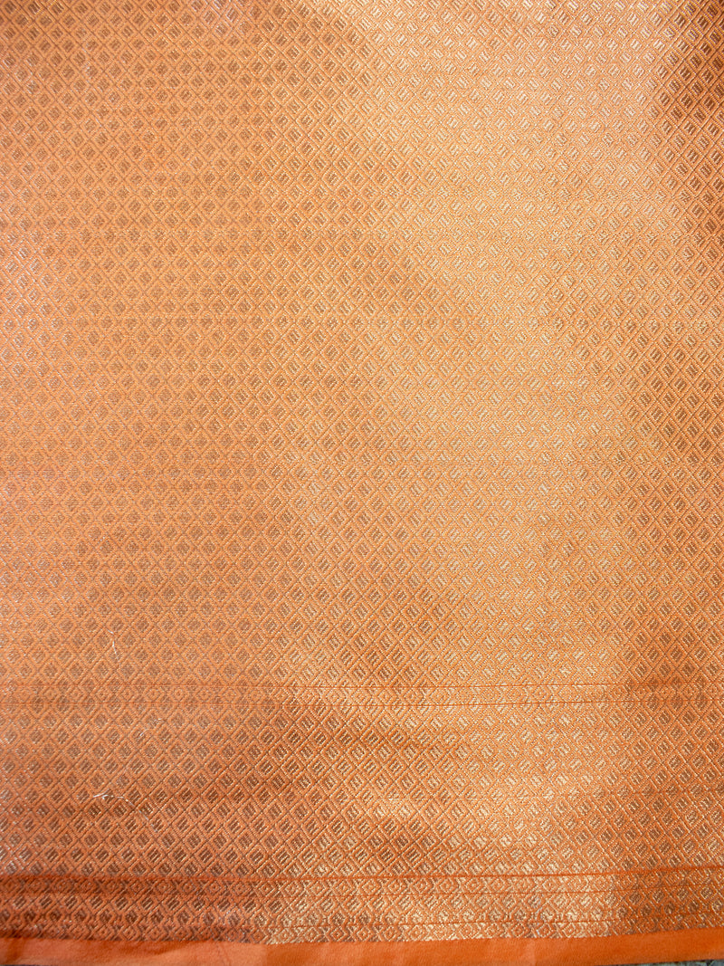 Banarasi  Cotton Silk Saree Silver Zari Weaving With Border-Peach