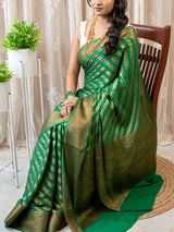 Banarasi Pure Georgette Saree With Aada Antique Zari Weaving-Green