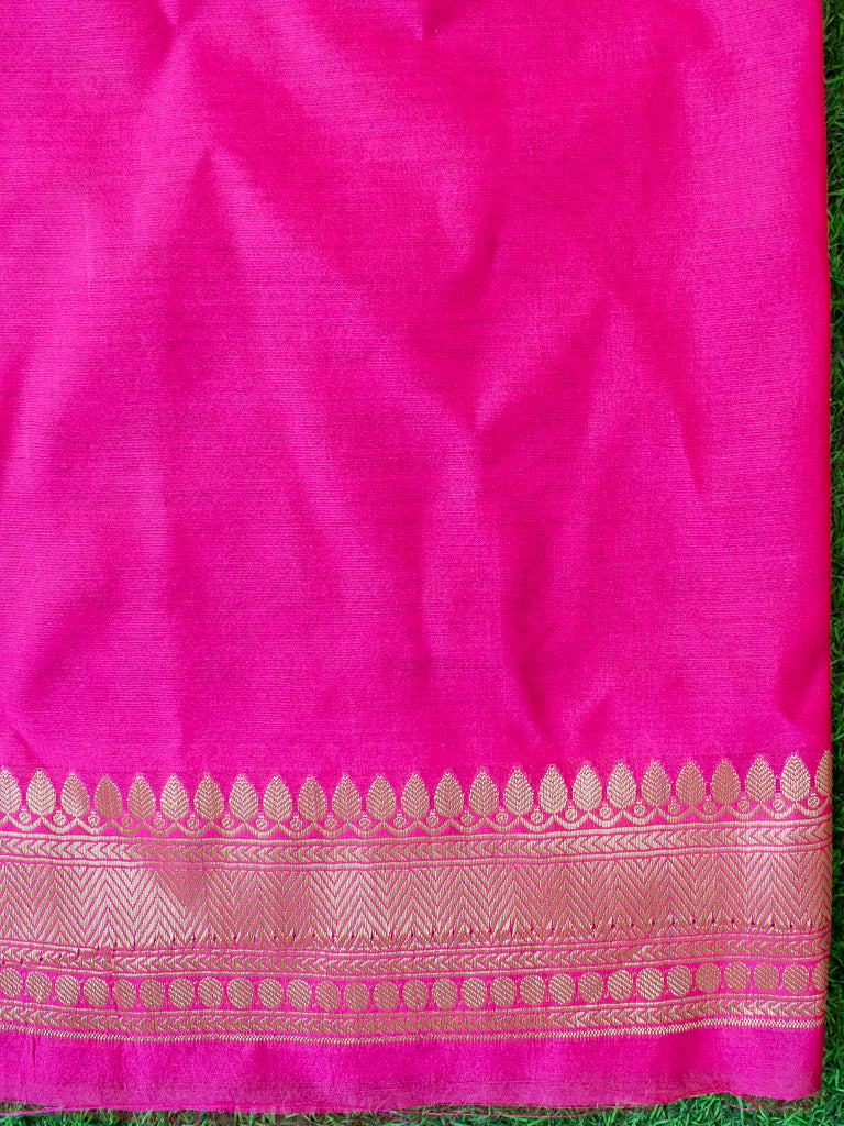 Banarasi Semi Silk Saree With Zari Buti Weaving-Hot Pink