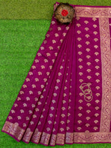 Banarasi Semi Chiffon Saree Antique Zari Buti Weaving Saree-Deep Purple