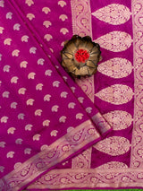 Banarasi Semi Chiffon Saree Antique Zari Buti Weaving Saree-Deep Purple