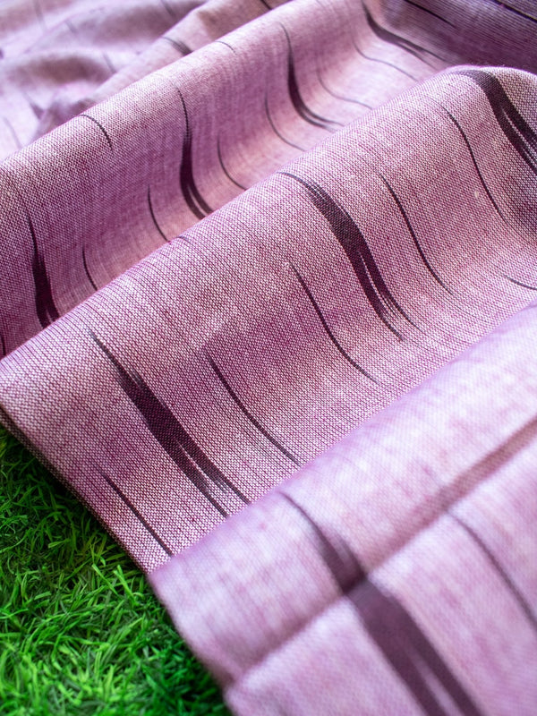 Ikat Cotton Resham Weaving Fabric-Mauve
