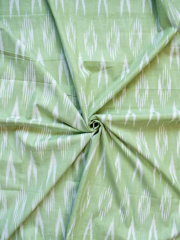 Ikat Cotton Resham Weaving Fabric-Green