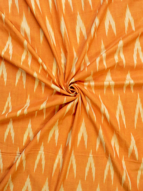 Ikat Cotton Resham Weaving Fabric-Orange