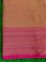 Banarasi Cotton Silk Resham Floral Weaving Saree & Contrast Border-Orange