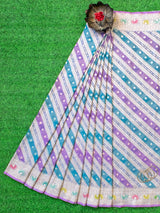 Banarasi Pure Khaddi Georgette Saree With Aada  Zari Weaving & Handpainted Border-Purple