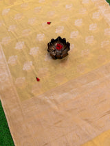 Banarasi Cotton Silk Resham Floral Weaving Saree-Yellow