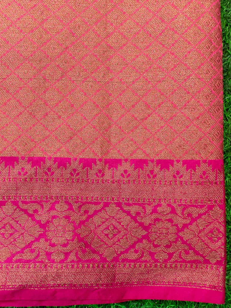 Banarasi Cotton Silk Resham Floral Meena Buta Weaving Saree & Contrast Border-Yellow