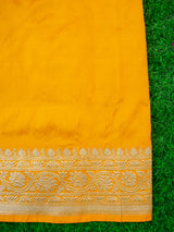 Banarasi Pure Katan Silk Saree With Zari Buti Weaving & Border-Yellow