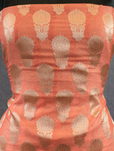 Banarasi Semi Georgette Salwar Kameez Fabric With Zari Dupatta-Peach