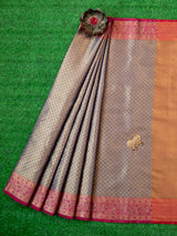 Banarasi Kora Muslin Saree With Tanchoi Weaving & Contrast  Border